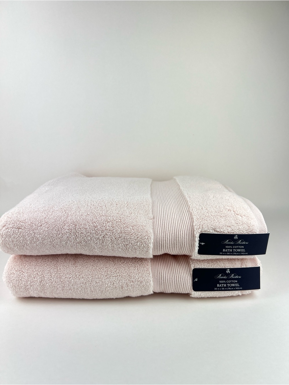 Brooks Brothers Bath Towels Light Pink Soft Plush 100% Cotton 2 Pc Set NEW
